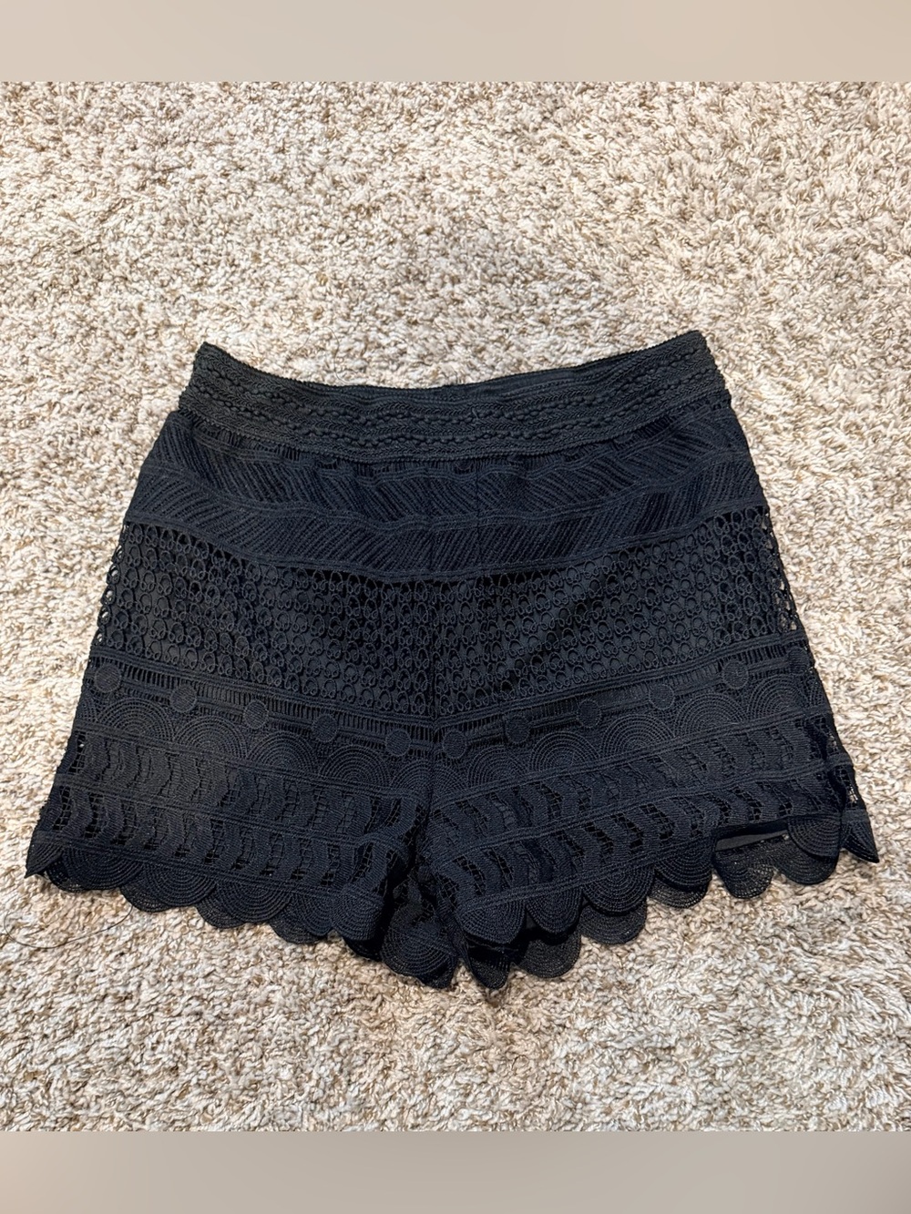 High Waist Black Crochet Lace Women's Shorts - Picture 1 of 2